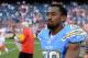 Nov 22, 2015; San Diego, CA, USA; San Diego Chargers cornerback Patrick Robinson (26) walks off the field after the Kansas City Chiefs beat the Chargers 33-3 at Qualcomm Stadium. Mandatory Credit: Jake Roth-USA TODAY Sports