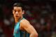 MIAMI, FL - MARCH 17: Jeremy Lin #7 of the Charlotte Hornets looks on during the game against the Miami Heat on March 17, 2016 at AmericanAirlines Arena in Miami, Florida. NOTE TO USER: User expressly acknowledges and agrees that, by downloading and or using this Photograph, user is consenting to the terms and conditions of the Getty Images License Agreement. Mandatory Copyright Notice: Copyright 2016 NBAE (Photo by Oscar Baldizon/NBAE via Getty Images)
