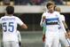 Inter Milan's Jeison Murillo, right, speaks to teammate Yuto Nagatomo during a Serie A soccer match against Hellas Verona at Bentegodi stadium in Verona, Italy, Sunday, Feb. 7, 2016. (AP Photo/Felice Calabro')