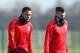 MANCHESTER, ENGLAND - FEBRUARY 24: (L-R) Anthony Martial, Memphis Depay and Morgan Schneiderlin look on during a Manchester United training session ahead of their UEFA Europa League round of 32 second leg match against FC Midtjylland at the Aon Training Complex on February 24, 2016 in Manchester, United Kingdom. (Photo by Jan Kruger/Getty Images)