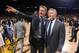 OAKLAND, CA - MARCH 27: Head Coach Steve Kerr of the Golden State Warriors exchanges greetings with Head Coach Brett Brown of the Philadelphia 76ers on March 27, 2016 at Oracle Arena in Oakland, California. NOTE TO USER: User expressly acknowledges and agrees that, by downloading and or using this photograph, user is consenting to the terms and conditions of Getty Images License Agreement. Mandatory Copyright Notice: Copyright 2016 NBAE (Photo by Noah Graham/NBAE via Getty Images)