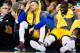 CLEVELAND, OH - JANUARY 18: Stephen Curry #30 and Draymond Green #23 of the Golden State Warriors on the bench during the second half against the Cleveland Cavaliers at Quicken Loans Arena on January 18, 2016 in Cleveland, Ohio. The Warriors defeated the Cavaliers 132-98. NOTE TO USER: User expressly acknowledges and agrees that, by downloading and/or using this photograph, user is consenting to the terms and conditions of the Getty Images License Agreement. Mandatory copyright notice. (Photo by Jason Miller/Getty Images)