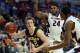 Mar 12, 2015; Chicago, IL, USA; Michigan Wolverines guard Spike Albrecht (2) drives to the basket past Illinois Fighting Illini guard Rayvonte Rice (24) during the second half in the second round of the Big Ten Conference Tournament at United Center. Mandatory Credit: Jerry Lai-USA TODAY Sports