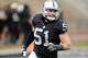 Oakland Raiders safety linebacker (51) Ben Heeney reacts after a Raiders sack of Green Bay Packers quarterback (12) Aaron Rodgers during a game played at O.co Coliseum in Oakland on Sunday, Dec. 20, 2015. (AP Photo/John Cordes)