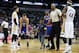 NEW ORLEANS, LA - MARCH 28: A young boy is escorted off the court after hugging Carmelo Anthony #7 of the New York Knicks during a game against the New Orleans Pelicans during the second half at the Smoothie King Center on March 28, 2016 in New Orleans, Louisiana. NOTE TO USER: User expressly acknowledges and agrees that, by downloading and or using this photograph, User is consenting to the terms and conditions of the Getty Images License Agreement. (Photo by Sean Gardner/Getty Images)