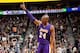 SALT LAKE CITY, UT - MARCH 28: Kobe Bryant #24 of the Los Angeles Lakers waves to the crowd during the game against the Utah Jazz on March 28, 2016 at EnergySolutions Arena in Salt Lake City, Utah. NOTE TO USER: User expressly acknowledges and agrees that, by downloading and or using this Photograph, User is consenting to the terms and conditions of the Getty Images License Agreement. Mandatory Copyright Notice: Copyright 2016 NBAE (Photo by Andrew D. Bernstein/NBAE via Getty Images)