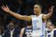 PHILADELPHIA, PA - MARCH 27: Brice Johnson #11 of the North Carolina Tar Heels reacts in the second half against the Notre Dame Fighting Irish during the 2016 NCAA Men's Basketball Tournament East Regional Final at Wells Fargo Center on March 27, 2016 in Philadelphia, Pennsylvania. (Photo by Streeter Lecka/Getty Images)