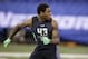 Florida State defensive back Jalen Ramsey runs a drill at the NFL football scouting combine on Wednesday, March 2, 2016, in Indianapolis. (AP Photo/Darron Cummings)