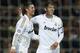 MADRID, SPAIN - APRIL 04: Cristiano Ronaldo (L) of Real Madrid celebrates after scoring with his teammate Kaka during the UEFA Champions League quarter-final second leg match between Real Madrid and APOEL FC at Bernabeu on April 4, 2012 in Madrid, Spain. (Photo by Manuel Queimadelos Alonso/Getty Images)