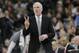 San Antonio Spurs head coach Gregg Popovich signals to his players during the second half of an NBA basketball game against the New Orleans Pelicans, Wednesday, Feb. 3, 2016, in San Antonio. San Antonio won 110-97. (AP Photo/Eric Gay)