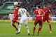 (L-R) Arturo Vidal of Bayern Munchen, Granit Xhaka of Borussia Monchengladbach during the Bundesliga match between Borussia Mönchengladbach and Bayern München on December 5, 2015 at the Borussia-Park in Mönchengladbach, Germany.(Photo by VI Images via Getty Images)