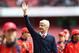 LONDON, UNITED KINGDOM - MAY 15: Arsene Wenger Manager of Arsenal waves to supporters after the Barclays Premier League match between Arsenal and Aston Villa at Emirates Stadium on May 15, 2016 in London, England. (Photo by Julian Finney/Getty Images)