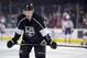 Los Angeles Kings defenseman Brayden McNabb warms up before the start of an NHL hockey game against the Edmonton Oilers, Thursday, Feb. 25, 2016, in Los Angeles. (AP Photo/Gus Ruelas)