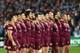 SYDNEY, AUSTRALIA - JUNE 01: The Queensland Maroons line up for the national anthem during game one of the State Of Origin series between the New South Wales Blues and the Queensland Maroons at ANZ Stadium on June 1, 2016 in Sydney, Australia. (Photo by Matt King/Getty Images)