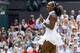 Serena Williams celebrates her semifinals win at Wimbledon 2016.
