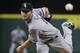 FILE - In this Monday, July 18, 2016, file photo, Chicago White Sox starting pitcher Chris Sale throws to a Seattle Mariners batter during a baseball game in Seattle. Sale has been scratched from his start against the Detroit Tigers after he was involved in what the team says was a