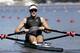 Mahe Drysdale, of New Zealand, rows for gold in the men's rowing single sculls final during the 2016 Summer Olympics in Rio de Janeiro, Brazil, Saturday, Aug. 13, 2016. (AP Photo/Andre Penner)