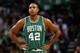 BOSTON, MA - OCTOBER 26: Al Horford #42 of the Boston Celtics looks on during the second quarter against the Brooklyn Nets at TD Garden on October 26, 2016 in Boston, Massachusetts. NOTE TO USER: User expressly acknowledges and agrees that, by downloading and/or using this photograph, user is consenting to the terms and conditions of the Getty Images License Agreement. (Photo by Maddie Meyer/Getty Images)