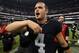 MEXICO CITY, MEXICO - NOVEMBER 21: Derek Carr #4 of the Oakland Raiders celebrates after defeating the Houston Texans at Estadio Azteca on November 21, 2016 in Mexico City, Mexico. (Photo by Buda Mendes/Getty Images)