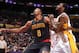LOS ANGELES, CA - NOVEMBER 27: Dwight Howard #8 of the Atlanta Hawks boxes out against the Los Angeles Lakers on November 27, 2016 at STAPLES Center in Los Angeles, California. NOTE TO USER: User expressly acknowledges and agrees that, by downloading and/or using this Photograph, user is consenting to the terms and conditions of the Getty Images License Agreement. Mandatory Copyright Notice: Copyright 2016 NBAE (Photo by Andrew D. Bernstein/NBAE via Getty Images)