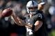 OAKLAND, CA - NOVEMBER 27: Derek Carr #4 of the Oakland Raiders warms up during pregame warm ups prior to playing the Carolina Panthers in an NFL football game on November 27, 2016 at the Oakland-Alameda County Coliseum in Oakland, California. (Photo by Thearon W. Henderson/Getty Images)