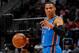 ATLANTA, GA - DECEMBER 05: Russell Westbrook #0 of the Oklahoma City Thunder calls out to his teammates against the Atlanta Hawks at Philips Arena on December 5, 2016 in Atlanta, Georgia. NOTE TO USER User expressly acknowledges and agrees that, by downloading and or using this photograph, user is consenting to the terms and conditions of the Getty Images License Agreement. (Photo by Kevin C. Cox/Getty Images)