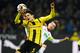 Augsburg's Dutch defender Paul Verhaegh and Dortmund's Spanish defender Marc Bartra vie for the ball during the German First division Bundesliga football match between Borussia Dortmund and FC Augsburg, in Dortmund, western Germany, on December 20, 2016. / AFP / PATRIK STOLLARZ / RESTRICTIONS: DURING MATCH TIME: DFL RULES TO LIMIT THE ONLINE USAGE TO 15 PICTURES PER MATCH AND FORBID IMAGE SEQUENCES TO SIMULATE VIDEO. == RESTRICTED TO EDITORIAL USE == FOR FURTHER QUERIES PLEASE CONTACT DFL DIRECTLY AT + 49 69 650050
(Photo credit should read PATRIK STOLLARZ/AFP/Getty Images)