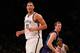 NEW YORK, NY - DECEMBER 26: Brook Lopez #11 of the Brooklyn Nets reacts against the Charlotte Hornets at Barclays Center on December 26, 2016 in Brooklyn borough of New York City. NOTE TO USER: User expressly acknowledges and agrees that, by downloading and or using this photograph, User is consenting to the terms and conditions of the Getty Images License Agreement. Nets defeated the Hornets 120-118. (Photo by Mike Stobe/Getty Images)