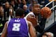 ATLANTA, GA - NOVEMBER 18: Paul Millsap #4 of the Atlanta Hawks looks to drive against Rudy Gay #8 of the Sacramento Kings at Philips Arena on November 18, 2015 in Atlanta, Georgia. NOTE TO USER User expressly acknowledges and agrees that, by downloading and or using this photograph, user is consenting to the terms and conditions of the Getty Images License Agreement. (Photo by Kevin C. Cox/Getty Images)