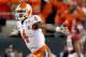 TAMPA, FL - JANUARY 09: Quarterback Deshaun Watson #4 of the Clemson Tigers celebrates after throwing a 2-yard game-winning touchdown pass during the fourth quarter against the Alabama Crimson Tide to win the 2017 College Football Playoff National Championship Game 35-31 at Raymond James Stadium on January 9, 2017 in Tampa, Florida. (Photo by Streeter Lecka/Getty Images)