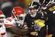 Pittsburgh Steelers quarterback Ben Roethlisberger (7) is sacked by Kansas City Chiefs defensive end Jaye Howard (96) during the first half of an NFL football game in Pittsburgh, Sunday, Oct. 2, 2016. (AP Photo/Jared Wickerham)