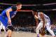 PHILADELPHIA, PA - JANUARY 11: Joel Embiid #21 of the Philadelphia 76ers handles the ball against the New York Knicks on January 11, 2017 in Philadelphia, Pennsylvania NOTE TO USER: User expressly acknowledges and agrees that, by downloading and/or using this Photograph, user is consenting to the terms and conditions of the Getty Images License Agreement. Mandatory Copyright Notice: Copyright 2017 NBAE (Photo by Jesse D. Garrabrant/NBAE via Getty Images)
