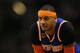 BOSTON, MA - JANUARY 18: Carmelo Anthony #7 of the New York Knicks looks on during the second half against the Boston Celtics at TD Garden on January 18, 2017 in Boston, Massachusetts. The Knicks defeat the Celtics 117-106. NOTE TO USER: User expressly acknowledges and agrees that, by downloading and or using this Photograph, user is consenting to the terms and conditions of the Getty Images License Agreement. (Photo by Maddie Meyer/Getty Images)