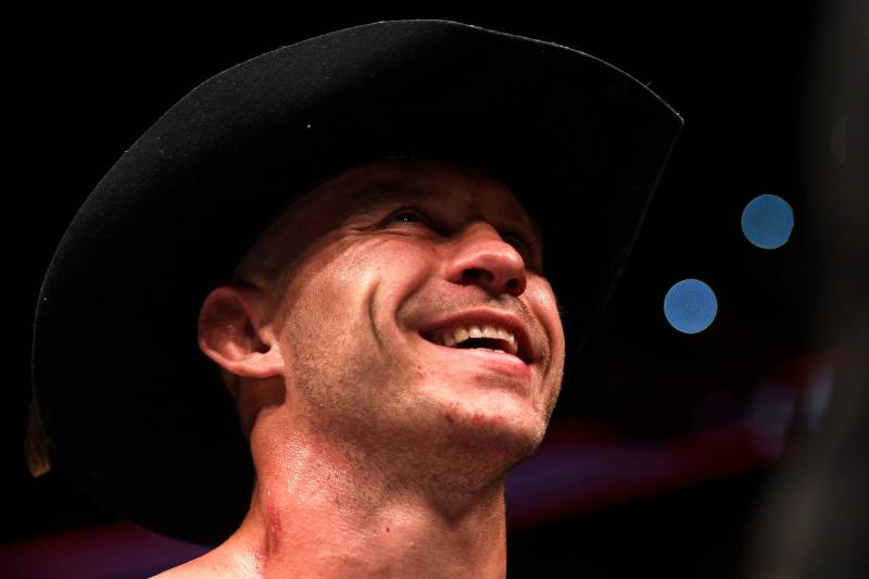 TORONTO, CANADA - DECEMBER 10: Donald Cerrone reacts after his knockout victory over Matt Brown in their welterweight bout during the UFC 206 event inside the Air Canada Centre on December 10, 2016 in Toronto, Ontario, Canada. (Photo by Jeff Bottari/Zuffa LLC/Zuffa LLC via Getty Images)