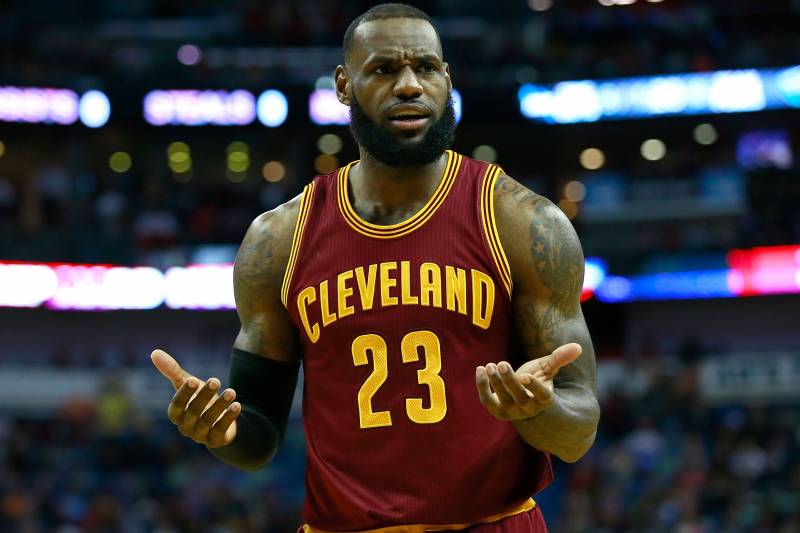 NEW ORLEANS, LA - JANUARY 23: LeBron James #23 of the Cleveland Cavaliers reacts to a call during a game against the New Orleans Pelicans at the Smoothie King Center on January 23, 2017 in New Orleans, Louisiana. The New Orleans Pelicans won the game 124 - 122. NOTE TO USER: User expressly acknowledges and agrees that, by downloading and or using this photograph, User is consenting to the terms and conditions of the Getty Images License Agreement. (Photo by Sean Gardner/Getty Images)