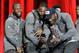 New England Patriots' Martellus Bennett and Brandon Bolden take a selfie during opening night for the NFL Super Bowl 51 football game at Minute Maid Park Monday, Jan. 30, 2017, in Houston. (AP Photo/David J. Phillip)
