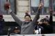New England Patriots quarterbacks Tom Brady and Jimmy Garoppolo, right, wave during a parade Tuesday, Feb. 7, 2017, in Boston to celebrate their 34-28 win over the Atlanta Falcons in Sunday's NFL Super Bowl 51 football game in Houston. (AP Photo/Charles Krupa)