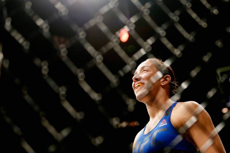 NEW YORK, NY - FEBRUARY 11: Germaine de Randamie of The Netherlands walks into the Octagon beefore fighting Holly Holm (not pictured) of United States in their UFC women's featherweight championship bout during UFC 208 at the Barclays Center on February 11, 2017 in the Brooklyn Borough of New York City. (Photo by Anthony Geathers/Getty Images)