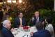 US President Donald Trump, Japanese Prime Minister Shinzo Abe (2nd-L), his wife Akie Abe (R), US First Lady Melania Trump (L) and Robert Kraft (2nd-L),owner of the New England Patriots, sit down for dinner at Trump's Mar-a-Lago resort on February 10, 2017. / AFP / NICHOLAS KAMM (Photo credit should read NICHOLAS KAMM/AFP/Getty Images)