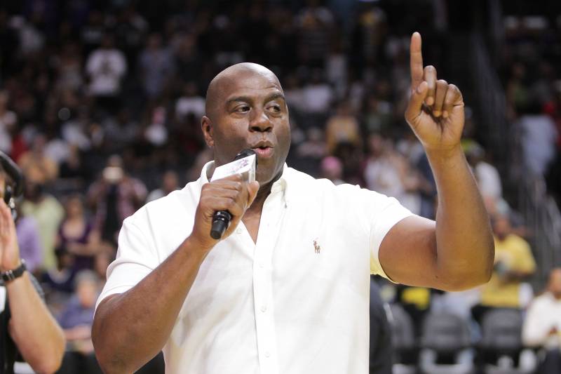 LOS ANGELES, CA - SEPTEMBER 30: Magic Johnson Retired NBA Player attends Game Two of the Semifinals during the 2016 WNBA Playoffs against the Chicago Sky vs the Los Angeles Sparks at Staples Center on September 30, 2016 in Los Angeles, California. (Photo by Leon Bennett/Getty Images)