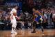 OKLAHOMA CITY, OK - FEBRUARY 11: Russell Westbrook #0 of the Oklahoma City Thunder handles the ball against Kevin Durant #35 of the Golden State Warriors on February 11, 2017 at Chesapeake Energy Arena in Oklahoma City, Oklahoma. NOTE TO USER: User expressly acknowledges and agrees that, by downloading and or using this photograph, User is consenting to the terms and conditions of the Getty Images License Agreement. Mandatory Copyright Notice: Copyright 2017 NBAE (Photo by Andrew D. Bernstein/NBAE via Getty Images)