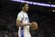 PHILADELPHIA, PA - FEBRUARY 8: Jahlil Okafor #8 of the Philadelphia 76ers looks on against the San Antonio Spurs at the Wells Fargo Center on February 8, 2017 in Philadelphia, Pennsylvania. The Spurs defeated the 76ers 111-103. NOTE TO USER: User expressly acknowledges and agrees that, by downloading and or using this photograph, User is consenting to the terms and conditions of the Getty Images License Agreement. (Photo by Mitchell Leff/Getty Images)