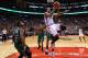 TORONTO, ON - FEBRUARY 24: DeMar DeRozan #10 of the Toronto Raptors shoots the ball during the second half of an NBA game against the Boston Celtics at Air Canada Centre on February 24, 2017 in Toronto, Canada. NOTE TO USER: User expressly acknowledges and agrees that, by downloading and or using this photograph, User is consenting to the terms and conditions of the Getty Images License Agreement. (Photo by Vaughn Ridley/Getty Images)