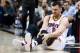 CLEVELAND, OH - MARCH 06: Andrew Bogut #6 of the Cleveland Cavaliers reacts after getting hurt in the first half while playing the Miami Heat at Quicken Loans Arena on March 6, 2017 in Cleveland, Ohio. NOTE TO USER: User expressly acknowledges and agrees that, by downloading and or using this photograph, User is consenting to the terms and conditions of the Getty Images License Agreement. (Photo by Gregory Shamus/Getty Images)