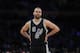 San Antonio Spurs' Tony Parker, of France, stands on the court during the first half of an NBA basketball game against the Los Angeles Lakers, Sunday, Feb. 26, 2017, in Los Angeles. (AP Photo/Jae C. Hong)