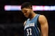 MILWAUKEE, WI - MARCH 11: Karl-Anthony Towns #32 of the Minnesota Timberwolves walks back court during a game against the Milwaukee Bucks at the BMO Harris Bradley Center on March 11, 2017 in Milwaukee, Wisconsin. NOTE TO USER: User expressly acknowledges and agrees that, by downloading and or using this photograph, User is consenting to the terms and conditions of the Getty Images License Agreement. (Photo by Stacy Revere/Getty Images)