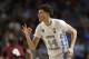 North Carolina's Justin Jackson (44) reacts after making a three-point basket against Texas Southern during the first half in a first-round game of the NCAA men's college basketball tournament in Greenville, S.C., Friday, March 17, 2017. (AP Photo/Chuck Burton)
