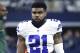 ARLINGTON, TX - JANUARY 15: Ezekiel Elliott #21 of the Dallas Cowboys looks on before the NFC Divisional Playoff game against the Green Bay Packers at AT&T Stadium on January 15, 2017 in Arlington, Texas. The Packers defeated the Cowboys 34-31. (Photo by Joe Robbins/Getty Images)