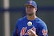 New York Mets left fielder Tim Tebow is shown during batting practice before a spring training baseball game against the Houston Astros Tuesday, March 14, 2017, in West Palm Beach, Fla. (AP Photo/John Bazemore)