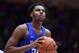 DURHAM, NC - OCTOBER 22: Marques Bolden #20 of the Duke Blue Devils concentrates at the free-throw line during Countdown To Craziness at Cameron Indoor Stadium on October 22, 2016 in Durham, North Carolina. (Photo by Lance King/Getty Images)